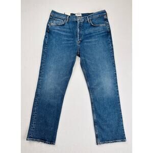 Agolde Women’s 33 (34x25) Riley Crop High Rise High Waisted Straight Leg Jeans